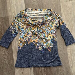 Beautiful Anthropologie Postmark Jacaranda paisley cowl neck top